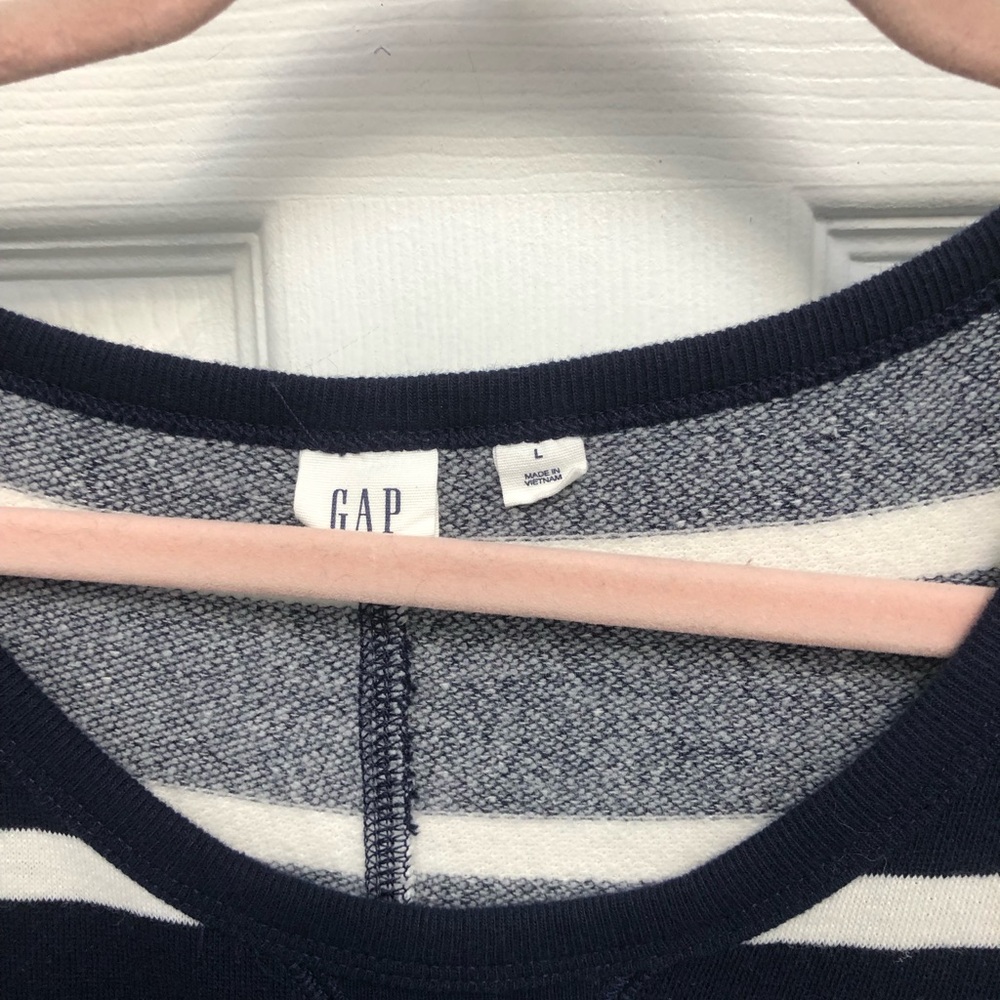 Gap Dress Nautical Mariner Navy White Stripe pockets Short Sleeve Preppy Large - Picture 3 of 15